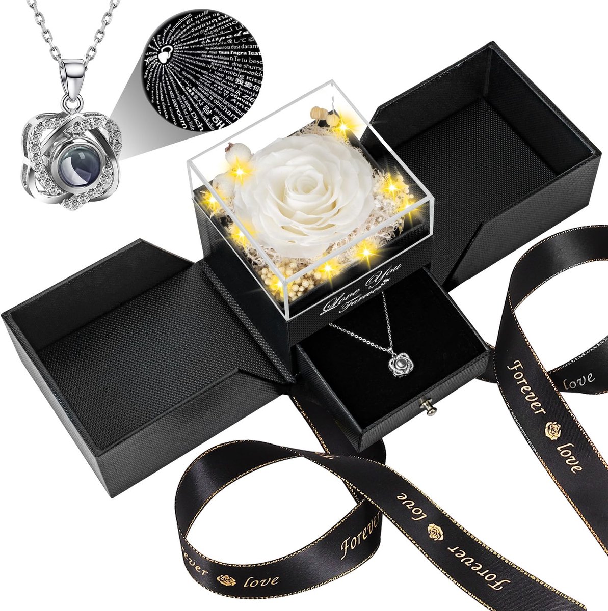 Beward Echte Rose Verjaardag Geschenken voor Vrouwen Vrouw Haar Moeder Vriendin Meisjes Oma met Ik hou van je Hart - ShopVlot