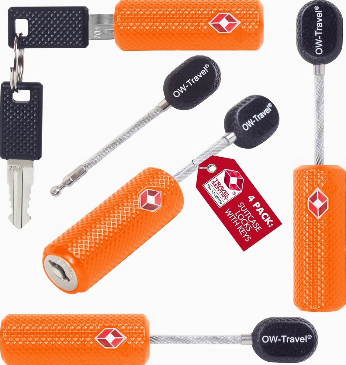4x Kettingslot voor Bagage, Koffer, Rugzak - Sleutel Beveiliging
