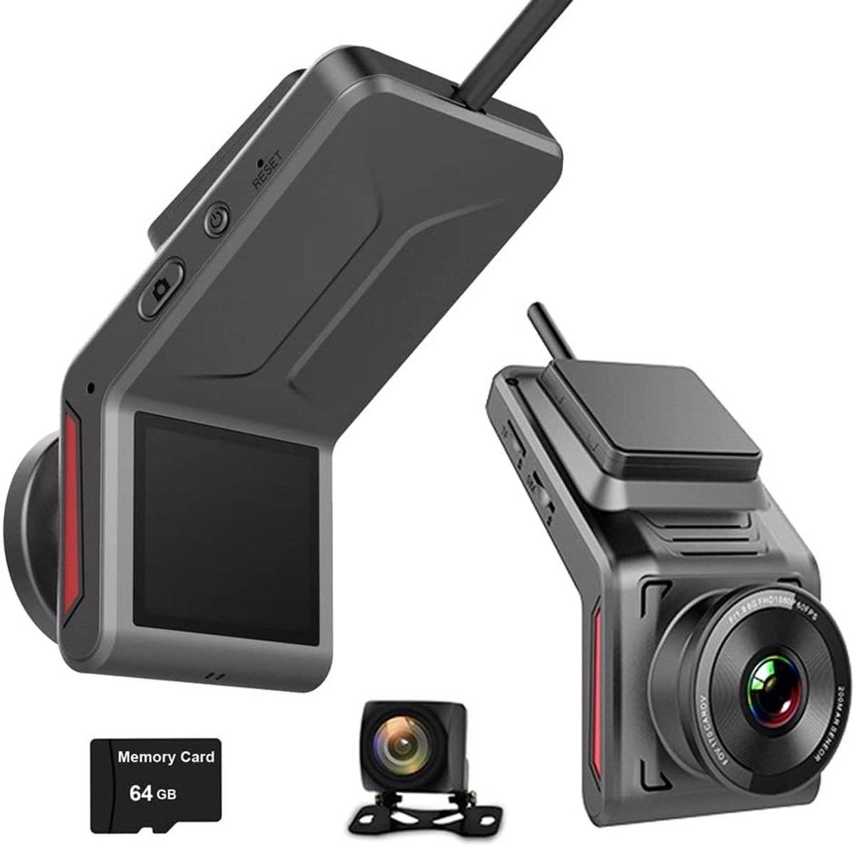 4G WiFi Dashcam voor Auto, 1080P FHD Dual Dashcam met Achteruitrijcamera, GPS-tracking, Nachtzicht, APP-bediening en 24-uurs Monitoring, GPS-camera voor Auto（zonder microSD-kaart）