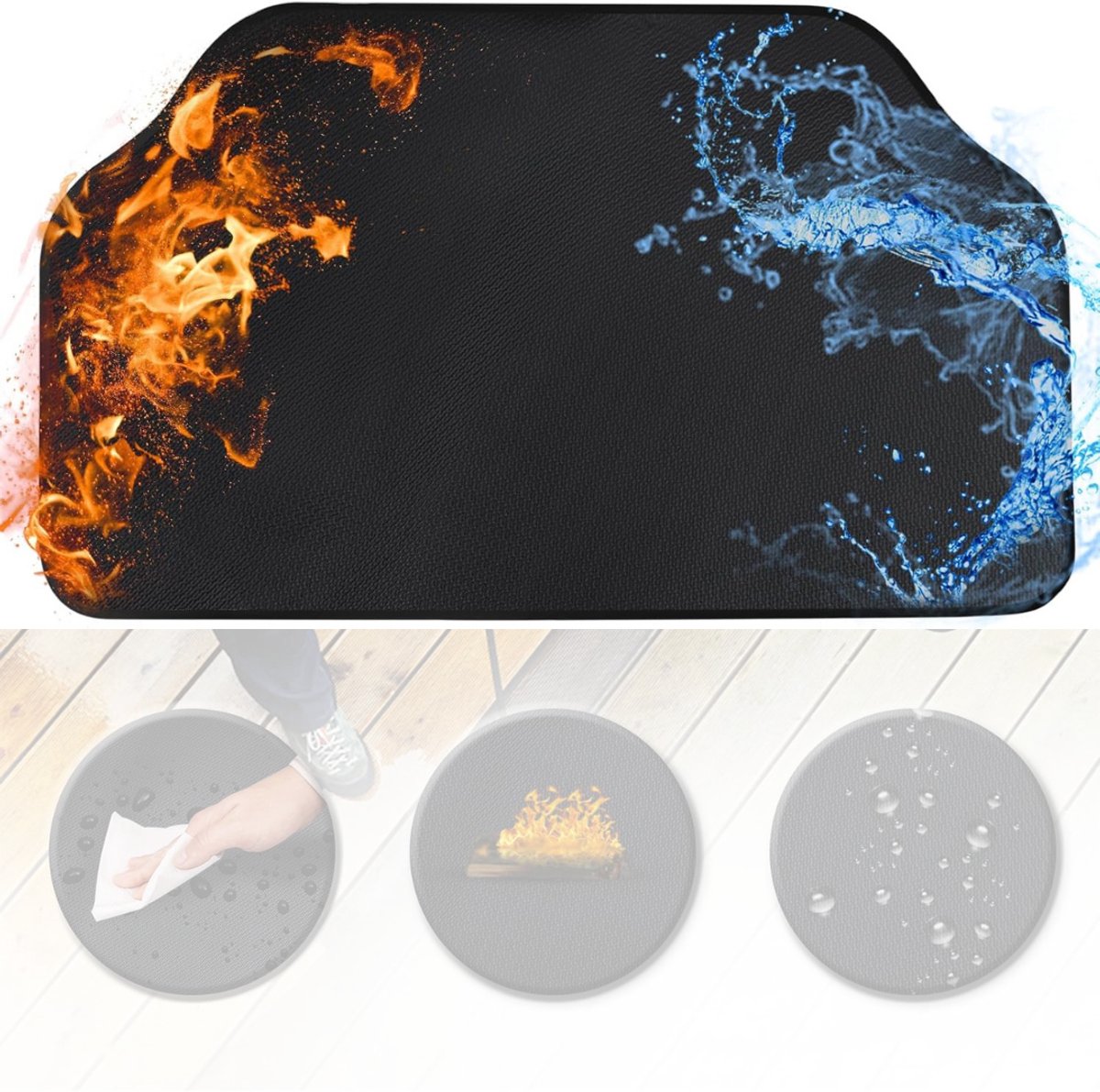 DailySupplies® Vuurvaste Mat - Hittebestendige Haardmat - Open Haard - Mat met onregelmatige zeshoeken