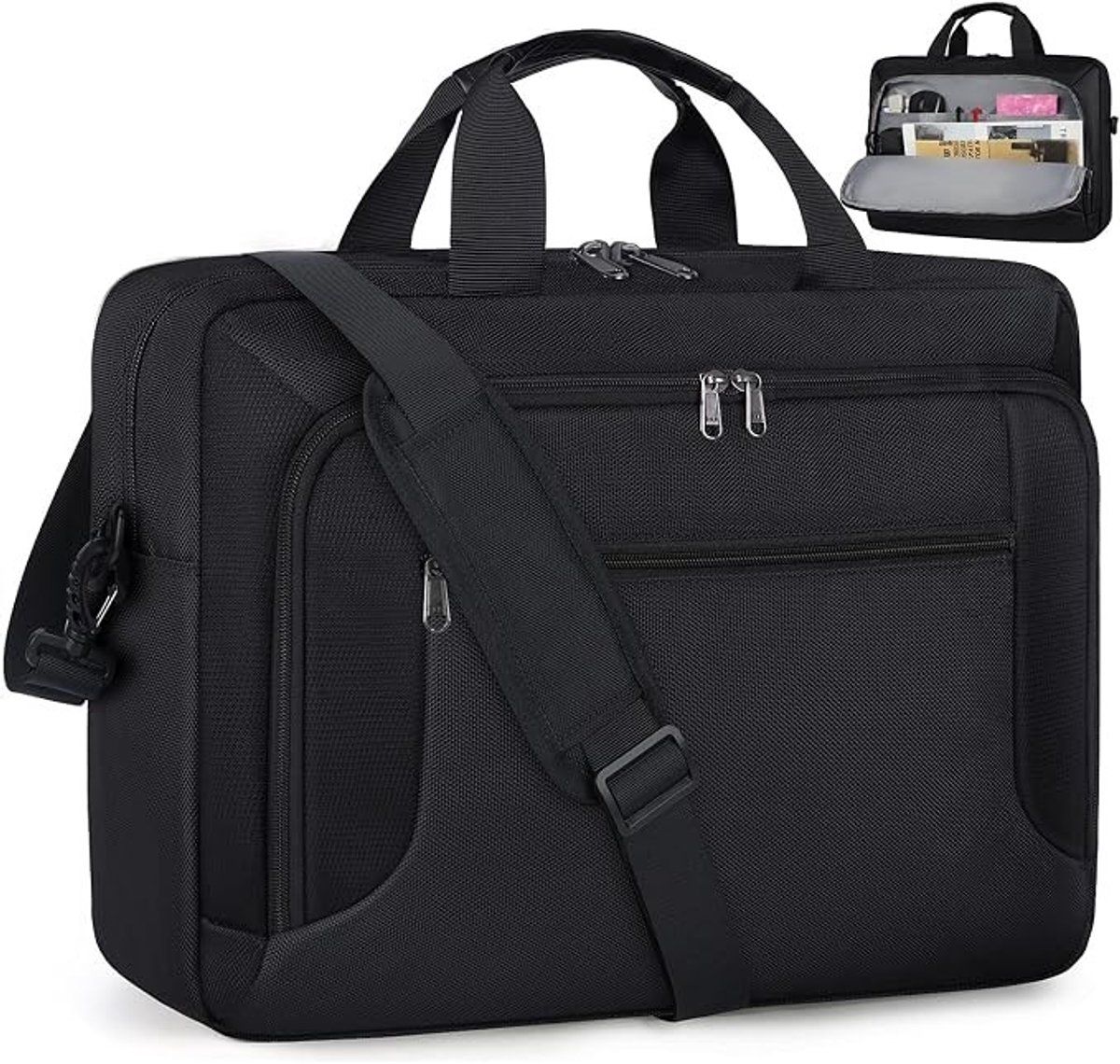 PolkaHome Laptoptas 17.3 inch Waterafstotend Gewatteerd Zwart