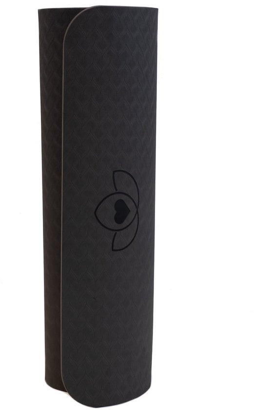 Pilates mat TPE extra dik 10 mm zwart - Lotus — afbeelding 2