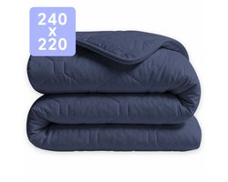 HappyBed Dekbed zonder overtrek 240x220 - Wasbaar All Year - Bedrukt dekbed zonder hoes - Hoesloos Dekbed - Lits Jumeaux - Dark blue