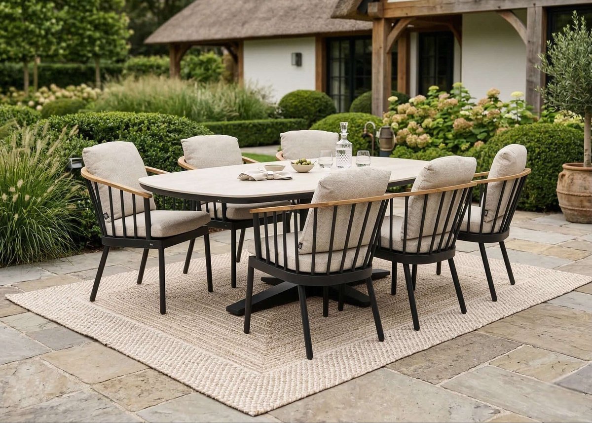 Apple Bee Condor/Zanzibar Dining Tuinset 220 cm - 7 Delig - Black
