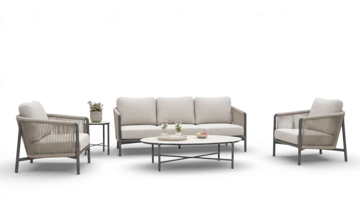 Apple Bee Bora Bora Loungeset 5-delig Nr.1 | Taupe Rope & Keramiek