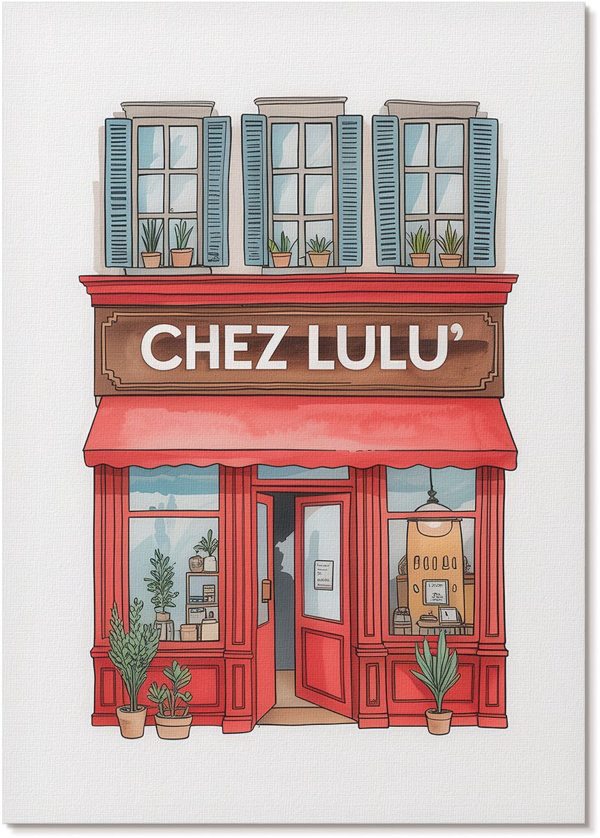 Tulup Polycanvas Wandposter - Een Heerlijk Café, Illustratie - A4 - Rood Wandposter - Rechthoek - Interieurdecoratie - Woonkamer, Slaapkamer, Kantoor - Kinder