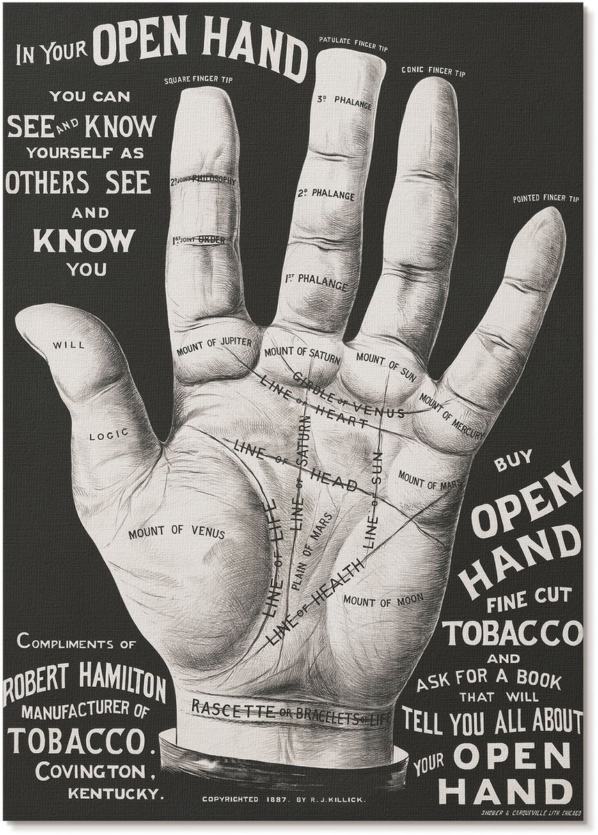 Tulup Polycanvas Poster - Open Hand, Fotografie - A4 - Zwart Kunst - Rechthoek - Decoratieve poster - Woonkamer, Slaapkamer, Kantoor - Vintage