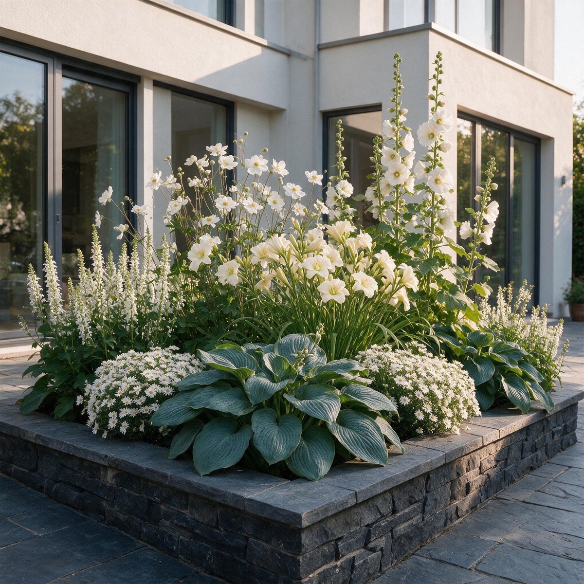 Green boutiQ - Vasteplant - Borderpakket - Wit - Diversen - Soorten en kleuren - 12 Planten - Pot 11cm - Hoogte 15-25cm