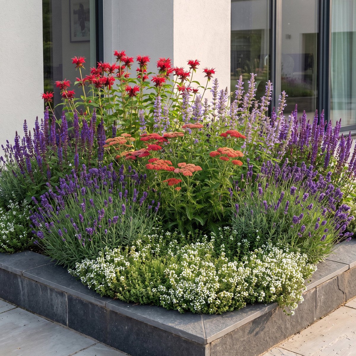 Green boutiQ - Vasteplant - Borderpakket - Geurend - Diversen - Soorten en kleuren - 12 Planten - Pot 11cm - Hoogte 15-25cm