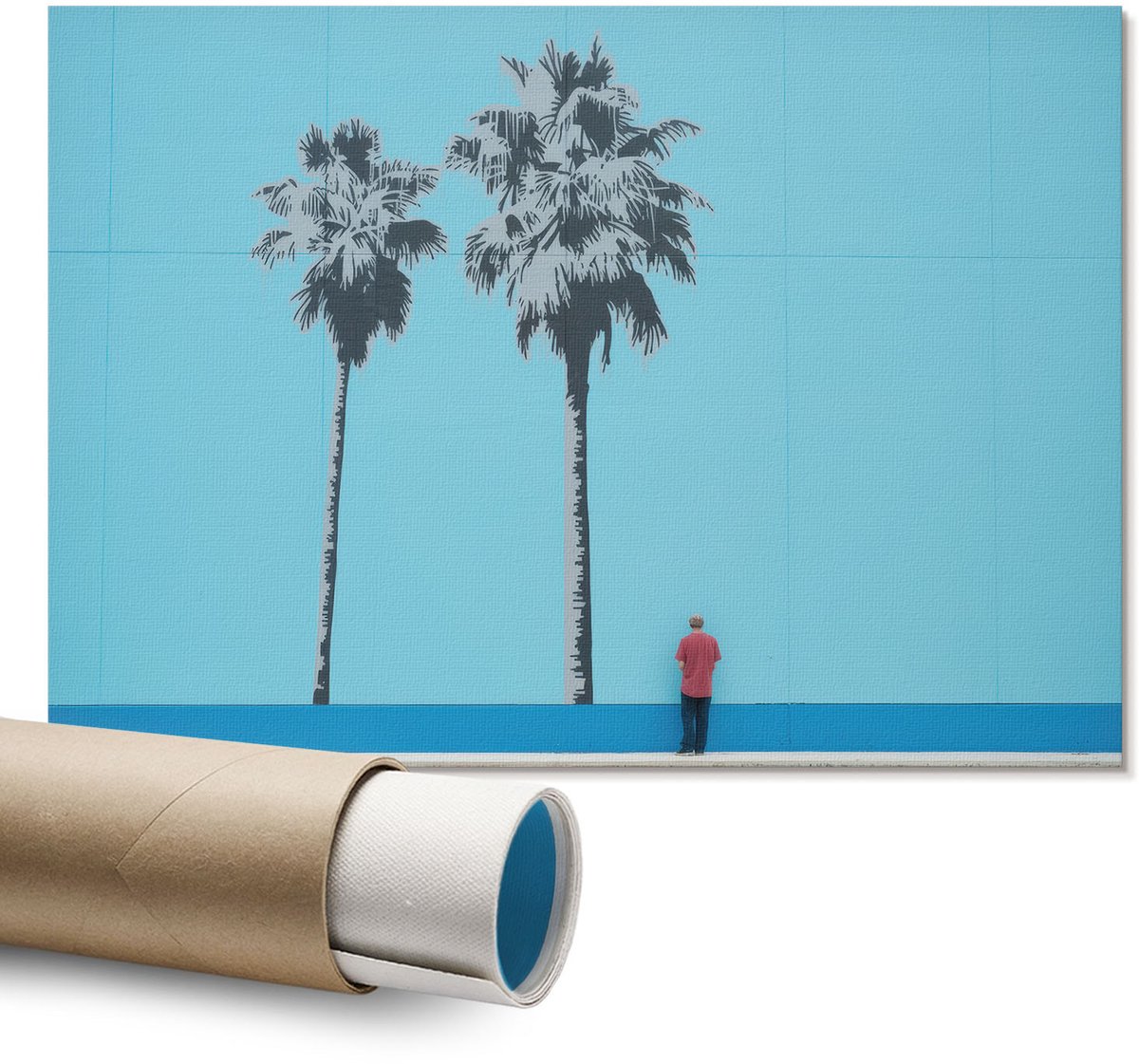 Coloray Polycanvas Wandposter - Zomerarchitectuur, Illustratie - A1 - Blauw Kunst - Rechthoek - Wandkunstwerk - Slaapkamer - Modern