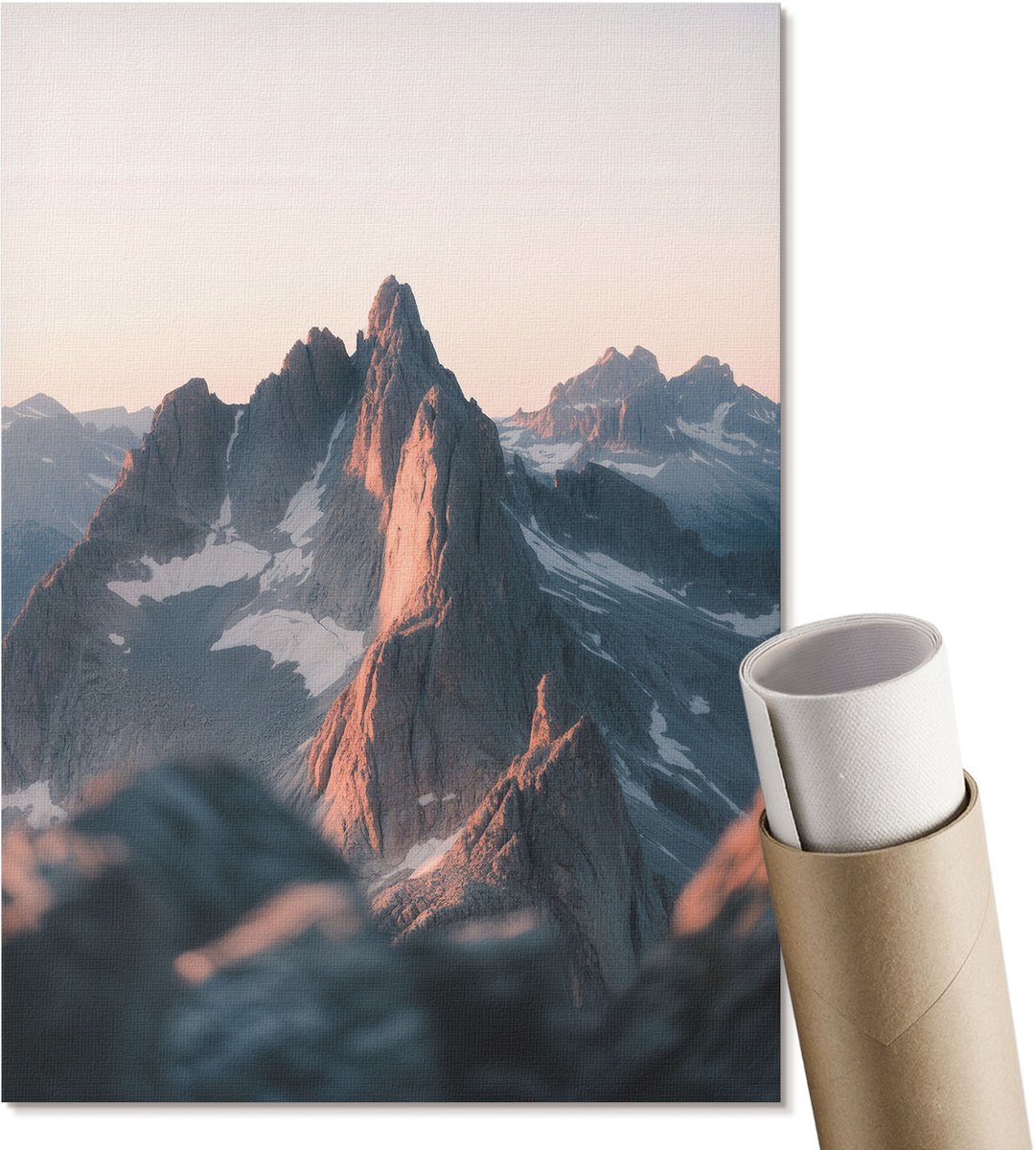 Coloray Canvas Poster Polycanvas - Uitzicht Op De Bergen, Fotografie - A3 - Beige Patroon - Rechthoek - Wandkunst - Woonkamer, Slaapkamer, Kantoor - Minimalist