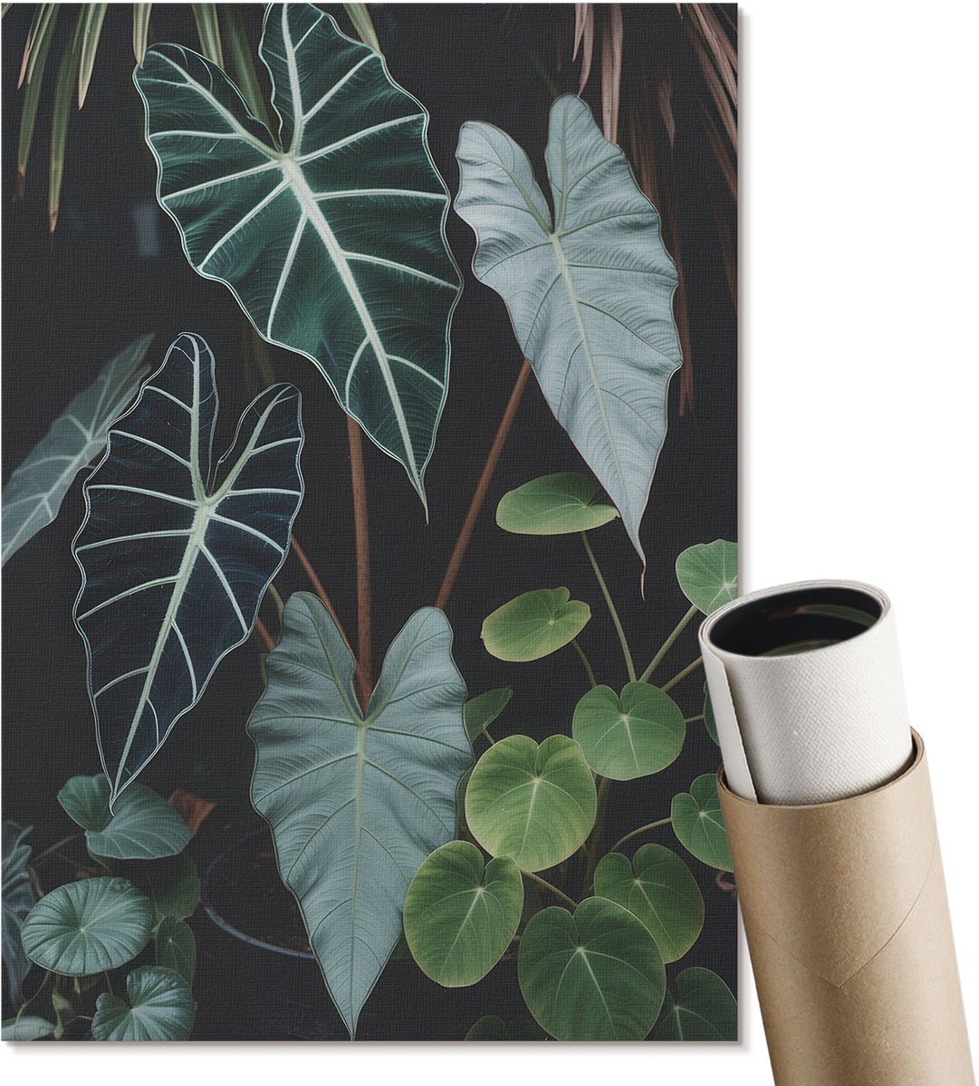 Coloray Polycanvas Poster - Appel Met Takken, Zwart-wit - A4 - Groen Wandposter - Rechthoek - Muurdecoratie - Woonkamer - Rustiek