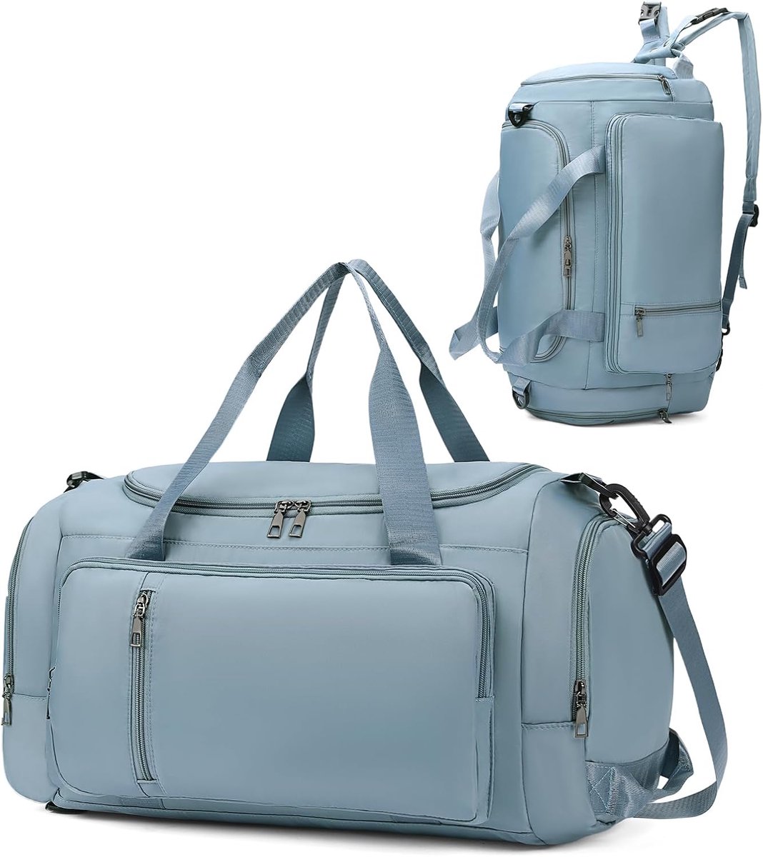 KZQ Reis tas met droog-nat vak en schoenenvak - Lichtgewicht sporttas voor yoga zwemmen en reizen - Blauw - Geschikt voor fitness gym en reizen