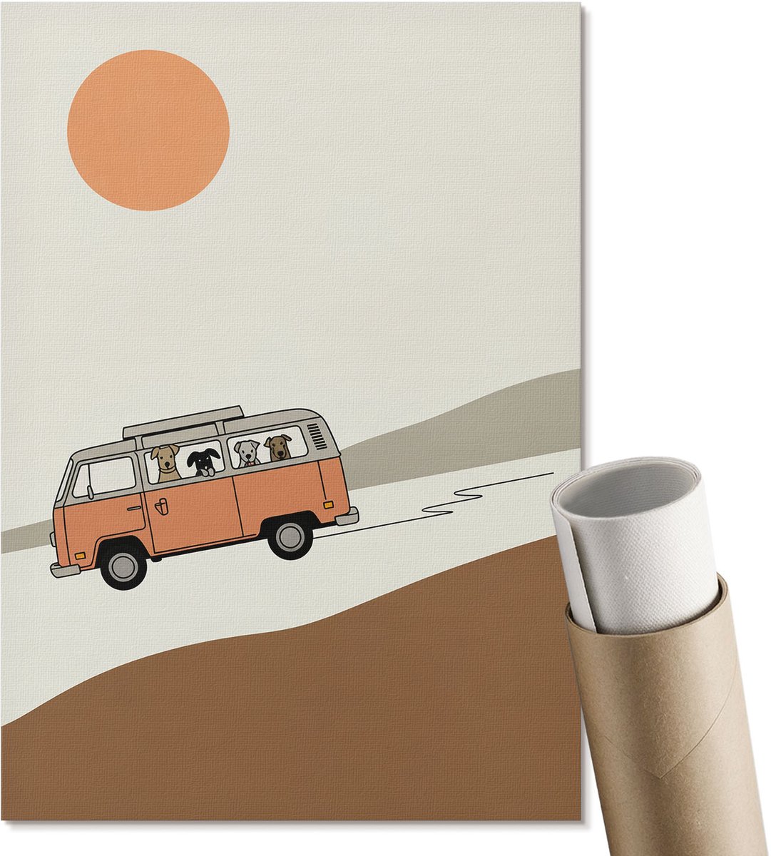 Coloray Polycanvas Poster - Het Boek Van Urizen, Waterverf - A3 - Bruin Motief - Rechthoek - Muurdecoratie - Woonkamer, Slaapkamer, Kantoor - Expressief