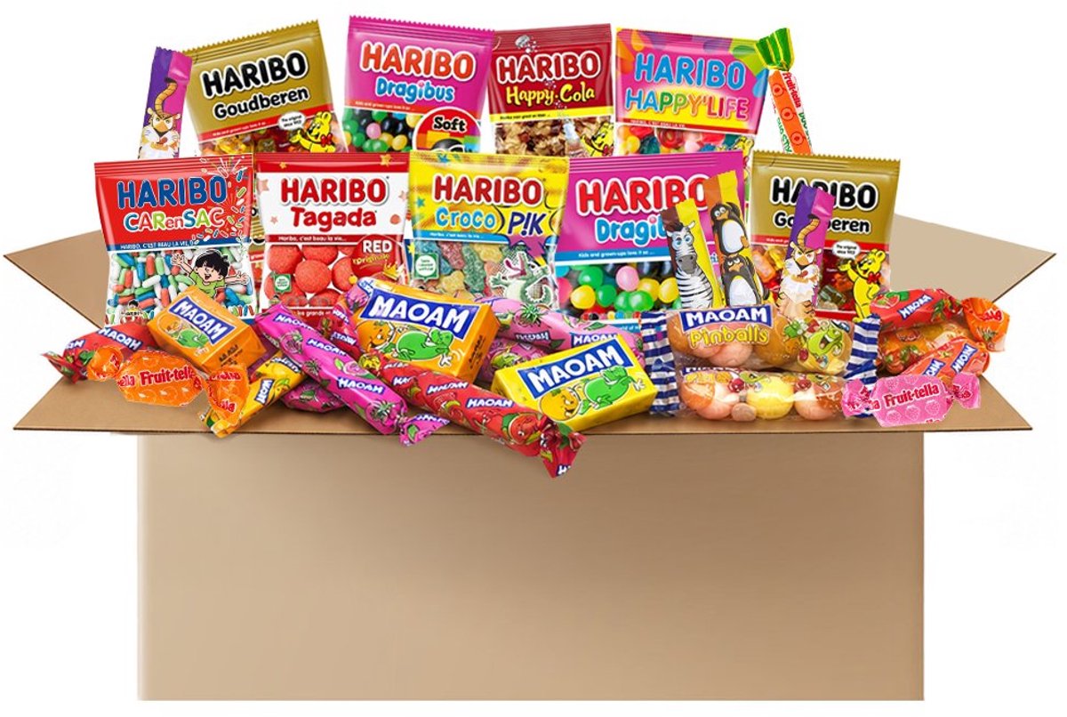 Candy Explosion 1780g - ca. 100 stuks - Haribo, MAOAM & Fruit-tella - individueel verpakt uitdeelsnoep