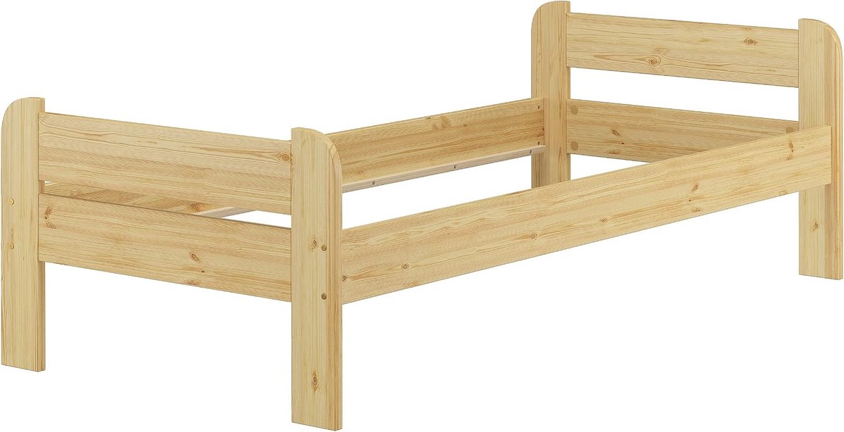 Bedframe 90x200 cm - Stevig ledikant van grenenhout met hoofdeinde en voeteinde | Industrohome