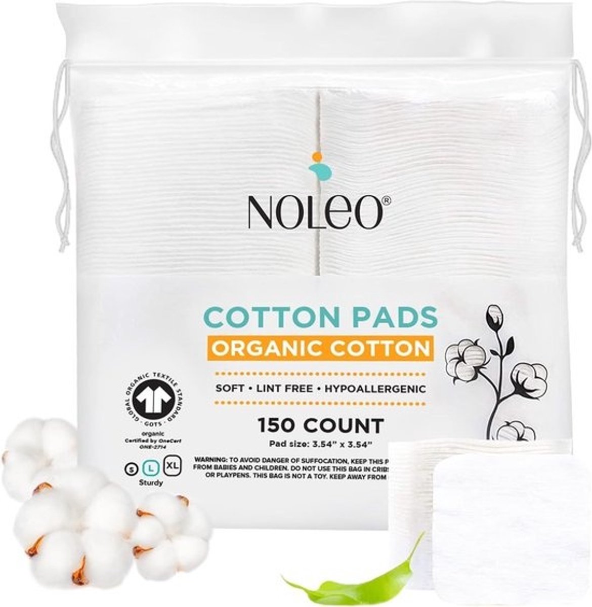 Biologische Katoenen Pads - Zachte Discs - Make-up Verwijderen - Pluisvrij en Afbreekbaar - 150 Stuks - Natuurlijk Wit