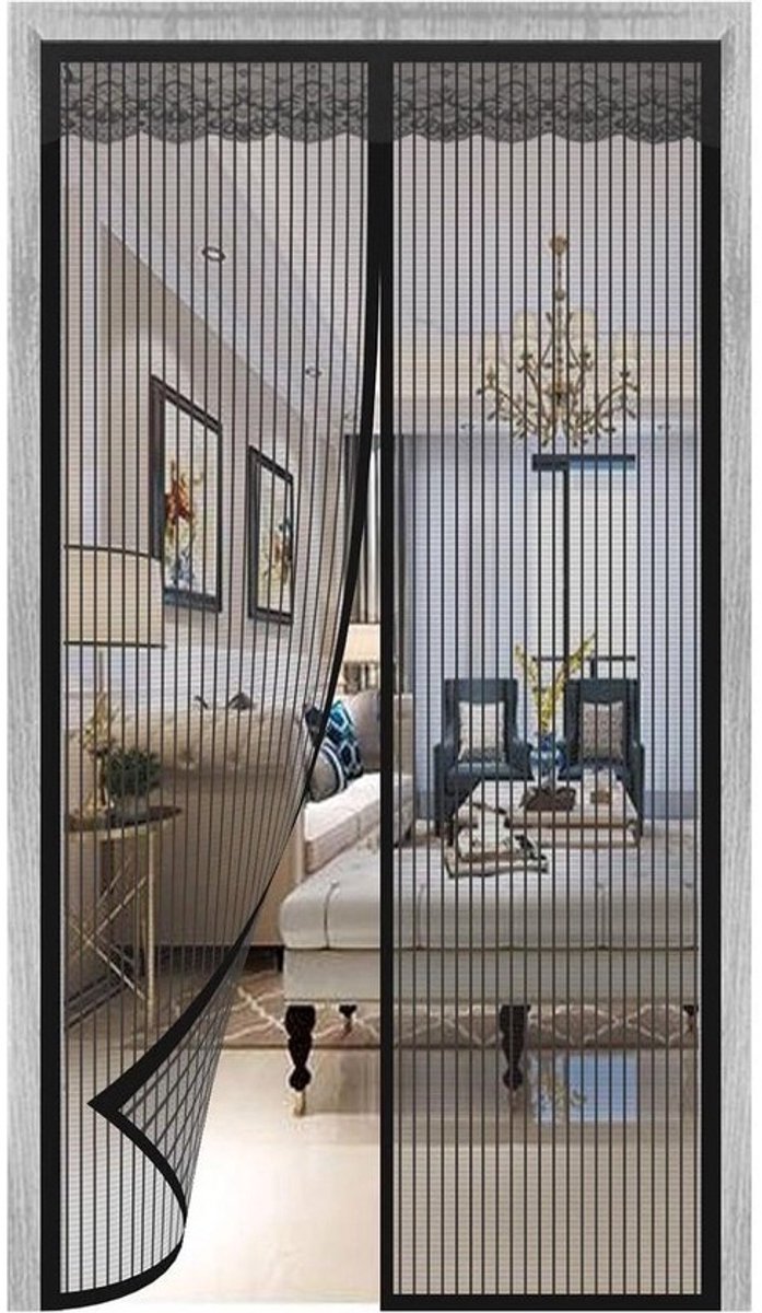 Magnetisch Hor Deur - Vliegendeur Hor - Insecten Buiten Houden - Zelfsluitend Magneet Systeem - 195 x 270 cm - Zwart