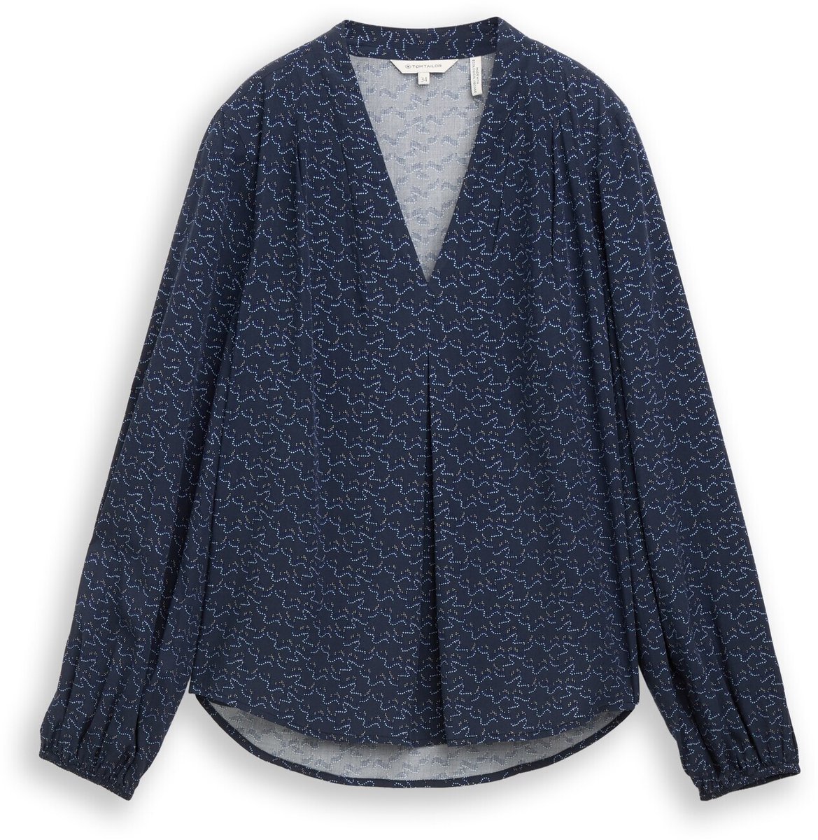 Tom Tailor - Blouse met patroon - Maat 44 - small blue wave print