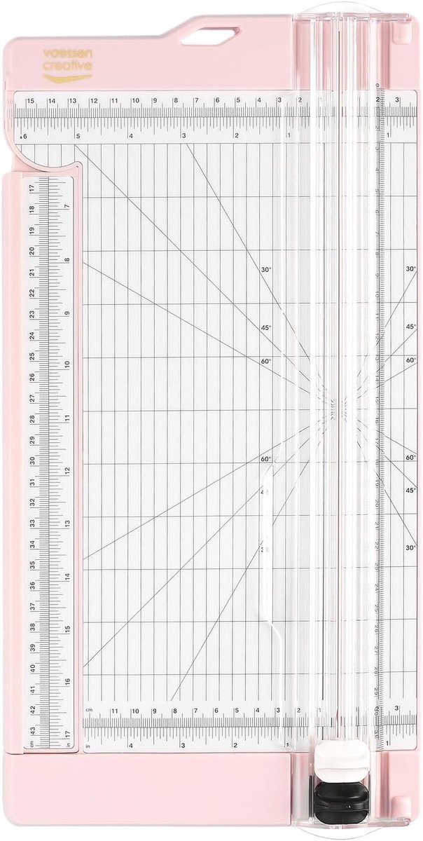 Papiersnijder met rilfunctie, 30,5 x 15 cm, met uitschuifbare liniaal tot 43 cm, voor kaarten maken, enveloppen en scrapbooking, roze