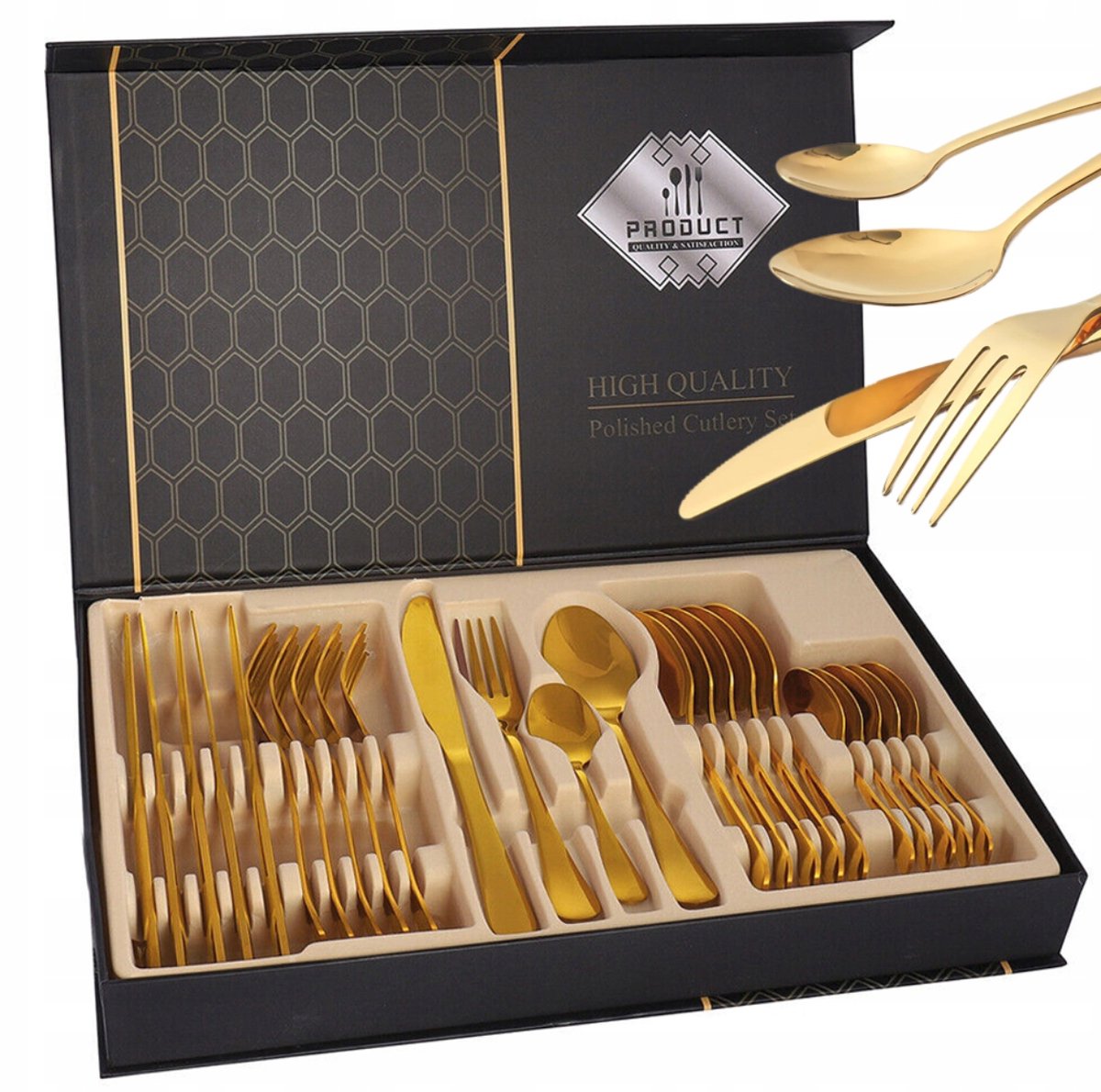 Gouden Bestekset 24 Delen voor 6 Personen - Luxe en Praktisch