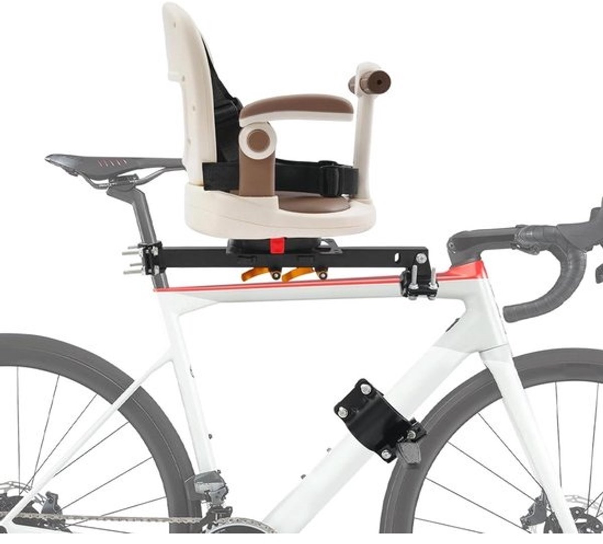 Kinderfietszitje Voor - Fietsstoeltje Kind - Samen Fietsen - 360 Graden Draaibaar - Tot 40 kg - Beige