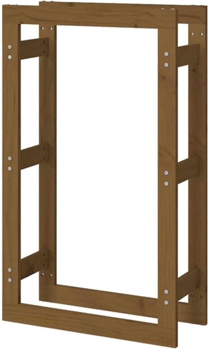 Brandhoutrek Grenenhout - Haardhout Opslag - Droog Hout Houden - Optimale Luchtcirculatie - 60 x 25 x 100 cm - Honingbruin