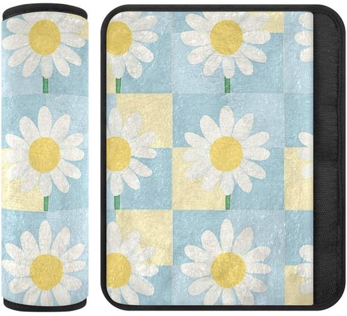 Autogordelhoezen - Schouderpads Riem - Comfortabel Rijden - Zacht Polyester Materiaal - 254 cm x 84 cm - Blauw Geruit