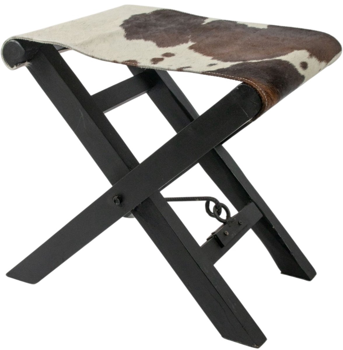 Regisseur krukje koehuid bruin-wit opvouwbaar 48x35x45cm (bos taurus taurus)