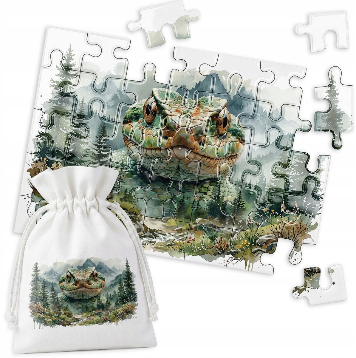 Merkloos Puzzel 35 Stukjes - Acquerel Schilderij Bergen Natuur