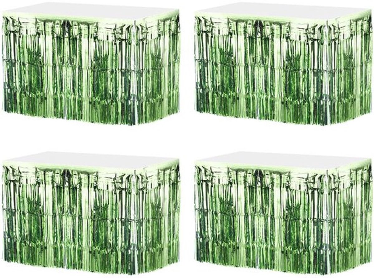 - Lametta Tafelrok - Feestdecoratie - Lichtgroen - Bruiloft en Verjaardag - Creëer Sfeer - Rechthoekige Tafels