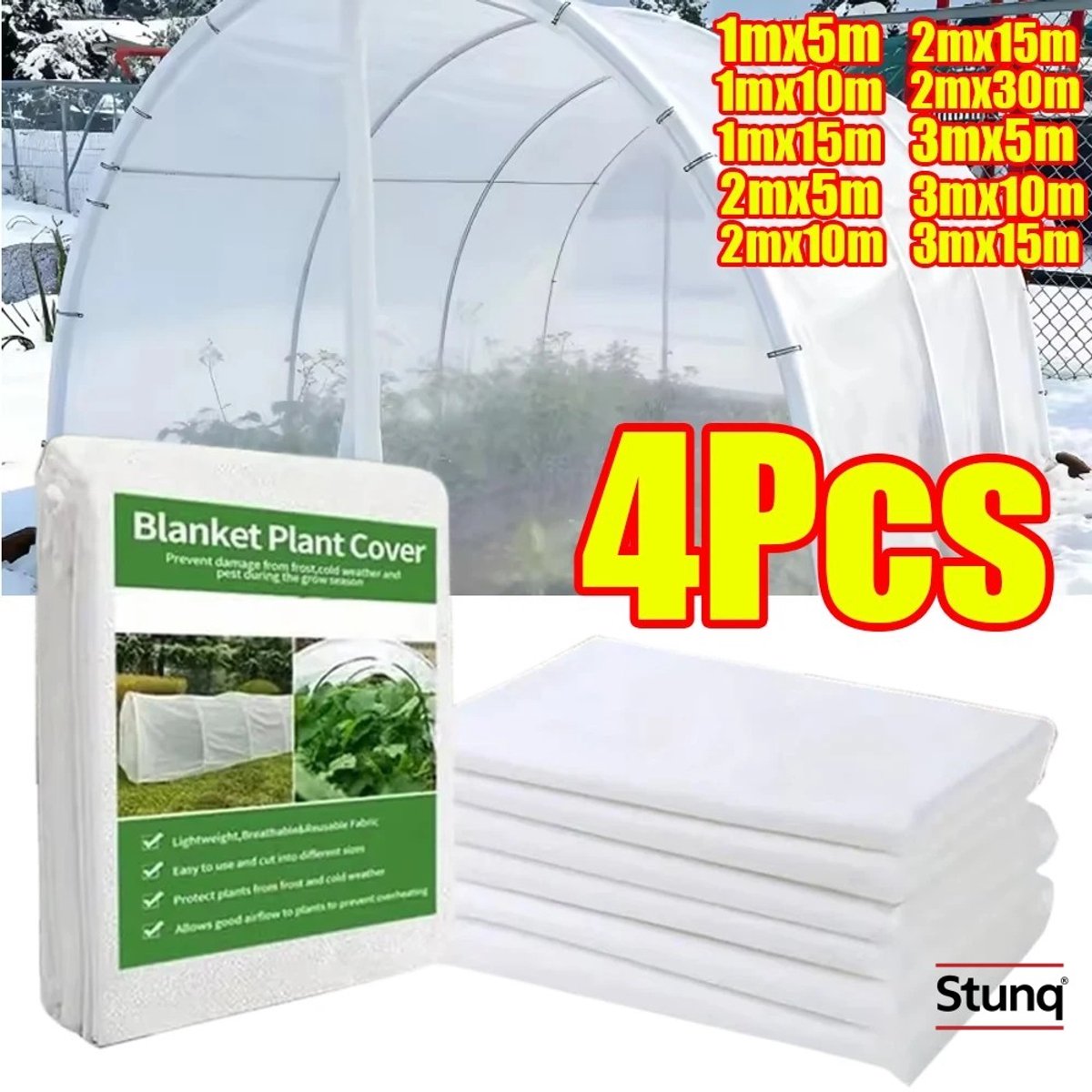 Stunq® Plantenbeschermhoes Set van 4 - Vliesdoek tegen Vorst, Insecten en Zon