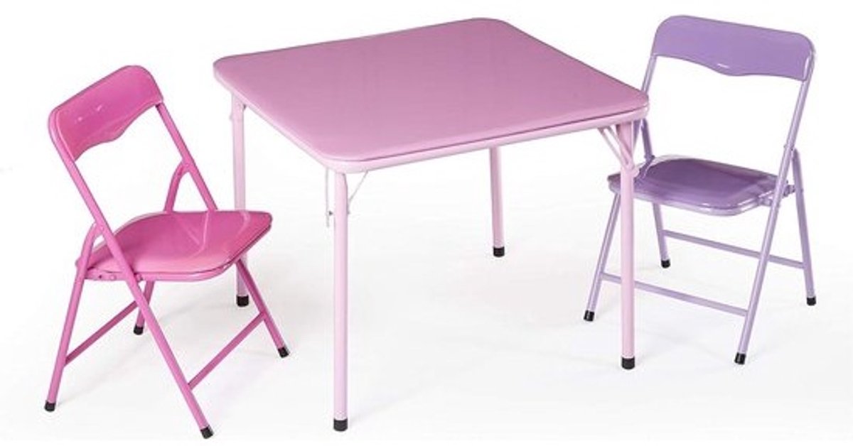 Kinder Tafel en Stoel Set - Kindermeubel Set - Spelen en Leren - Veiligheid Vergrendeling - 3-delig - Roze