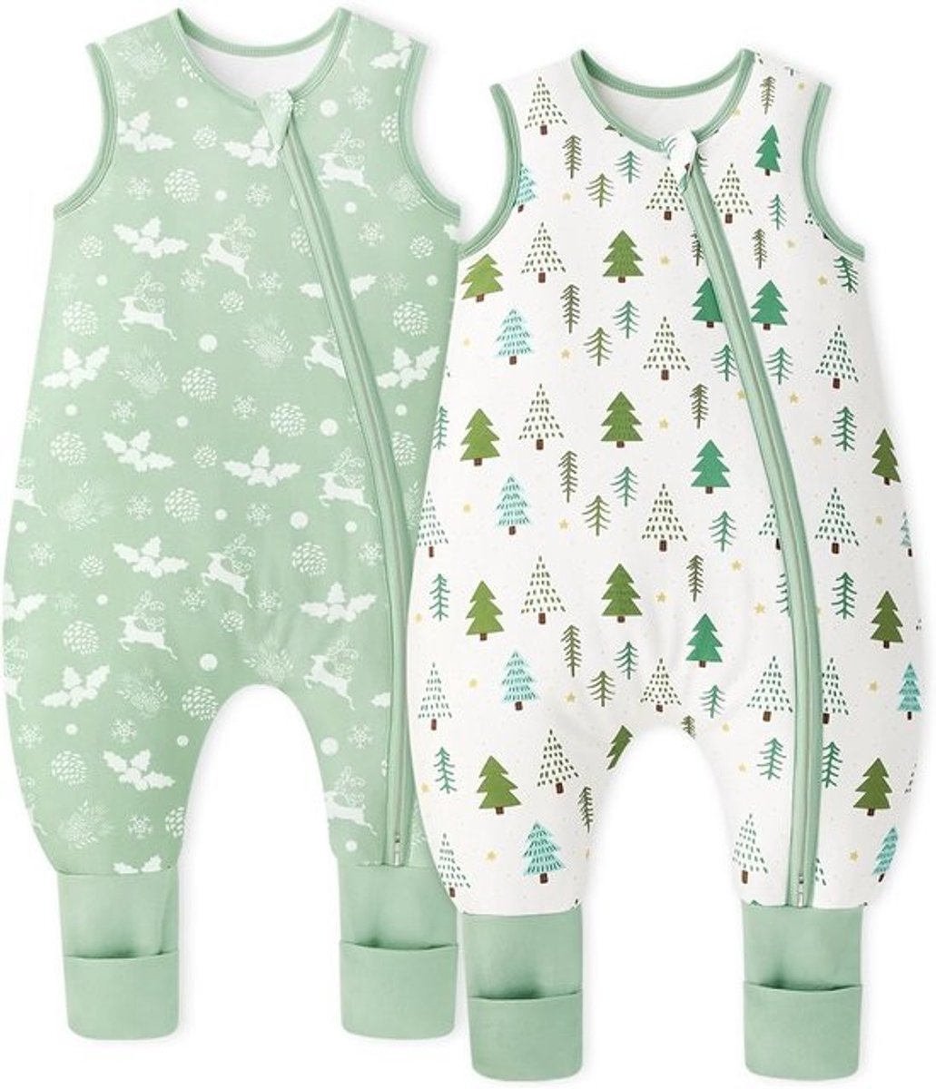 SnelShoppen - Baby Slaapzak met Voetjes 1.5 Tog, 100% Katoen, 2 Stuks, All-Season, Zacht en Ademend, Geschikt voor Jongens en Meisjes, 100 cm