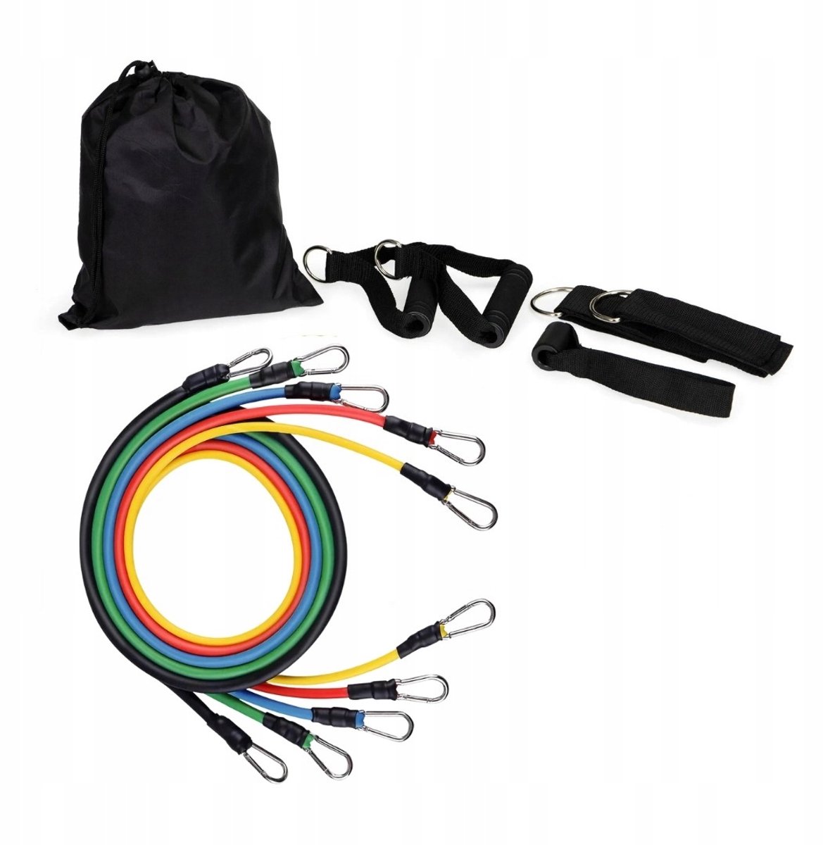 5x Weerstandsbanden Set met Handvatten & Tas - Fitness & Kracht
