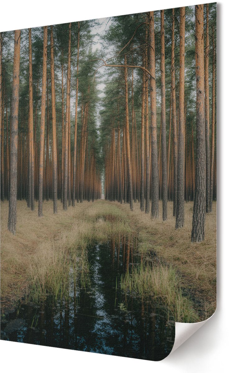 Coloray Polycanvas Wandposter - Japanse Tempel, Illustratie - A2 - Beige Motief - Rechthoek - Interieurdecoratie - Woonkamer, Slaapkamer, Kantoor - Japanse