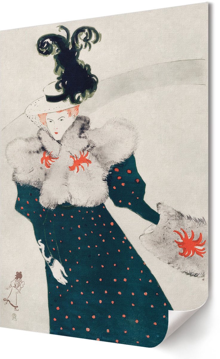 Coloray Polycanvas Poster - La Revue Blanche, Schilderen - 420 x 594 - Wit Motief - Rechthoek - Wandkunst - Woonkamer, Slaapkamer, Kantoor - Glamour