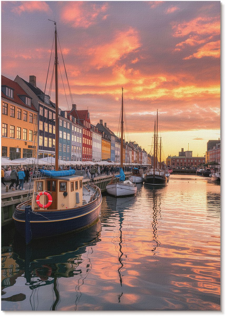 Tulup Polycanvas Wandposter - Kleurrijke Waterkant, Fotografie - A4 - Oranje Wandposter - Rechthoek - Interieurdecoratie - Woonkamer, Slaapkamer, Kantoor - Klassiek