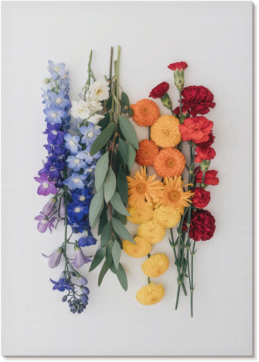 Tulup Polycanvas Poster - Kleurrijke Bloemen, Fotografie - A4 - Blauw Design - Rechthoek - Kunstposter - Woonkamer, Slaapkamer, Kantoor - Romantisch