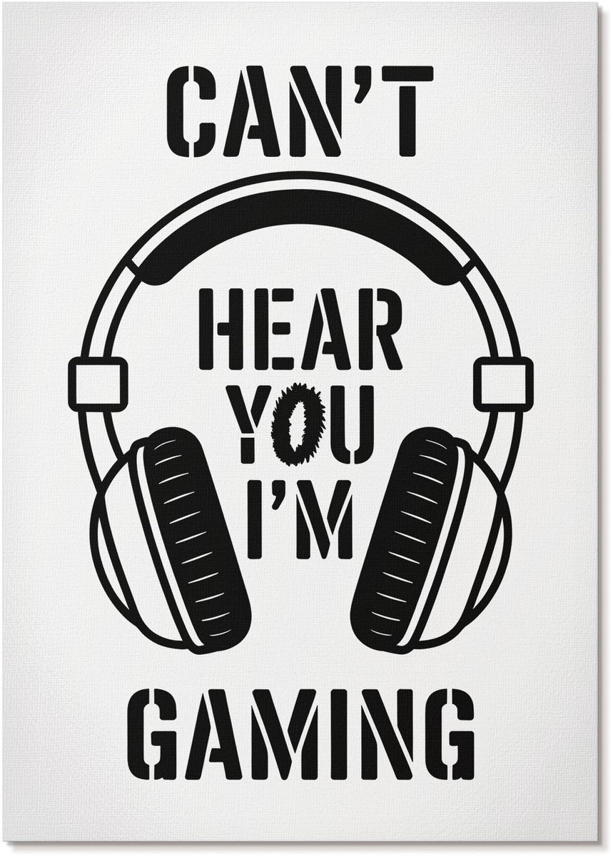 Tulup Canvas Poster Polycanvas - Tekst Van De Gamer, Typografie - A4 - Zwart-wit Patroon - Rechthoek - Kunstposter - Woonkamer, Slaapkamer, Kantoor - Humoristisch