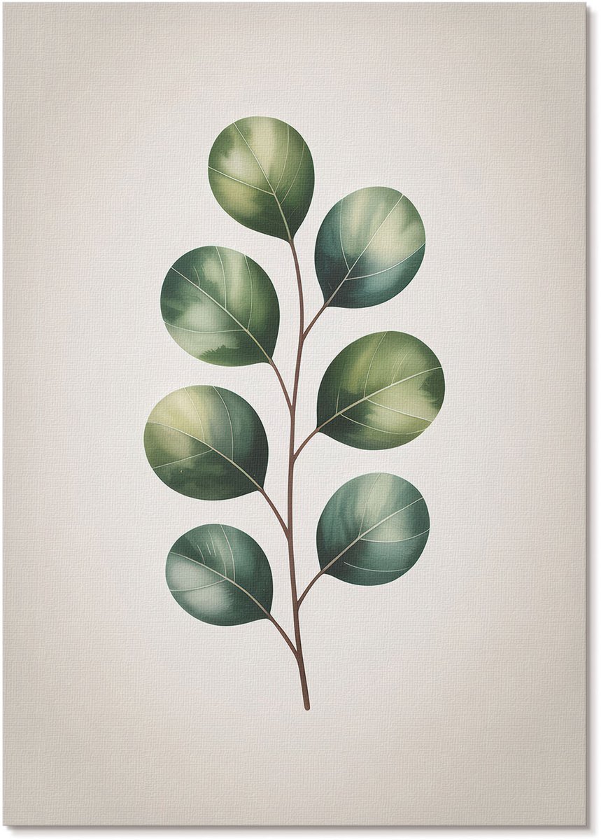 Tulup Polycanvas Wandposter - Groene Bladeren, Illustratie - A4 - Groen Design - Rechthoek - Wandkunstwerk - Woonkamer, Slaapkamer, Kantoor - Modern