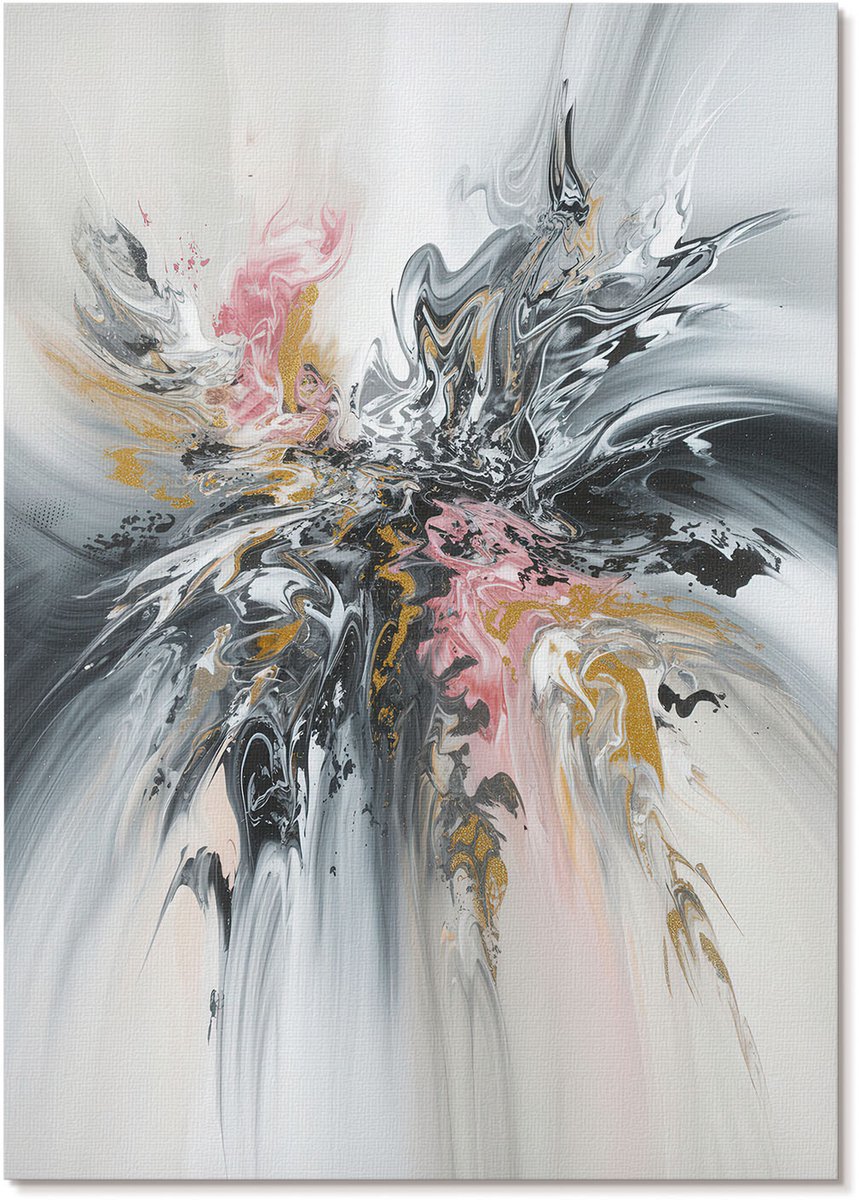 Tulup Polycanvas Poster - Abstracte Vormen, Schilderen - A4 - Grijs Illustratie - Rechthoek - Kunstposter - Woonkamer, Slaapkamer, Kantoor - Expressief
