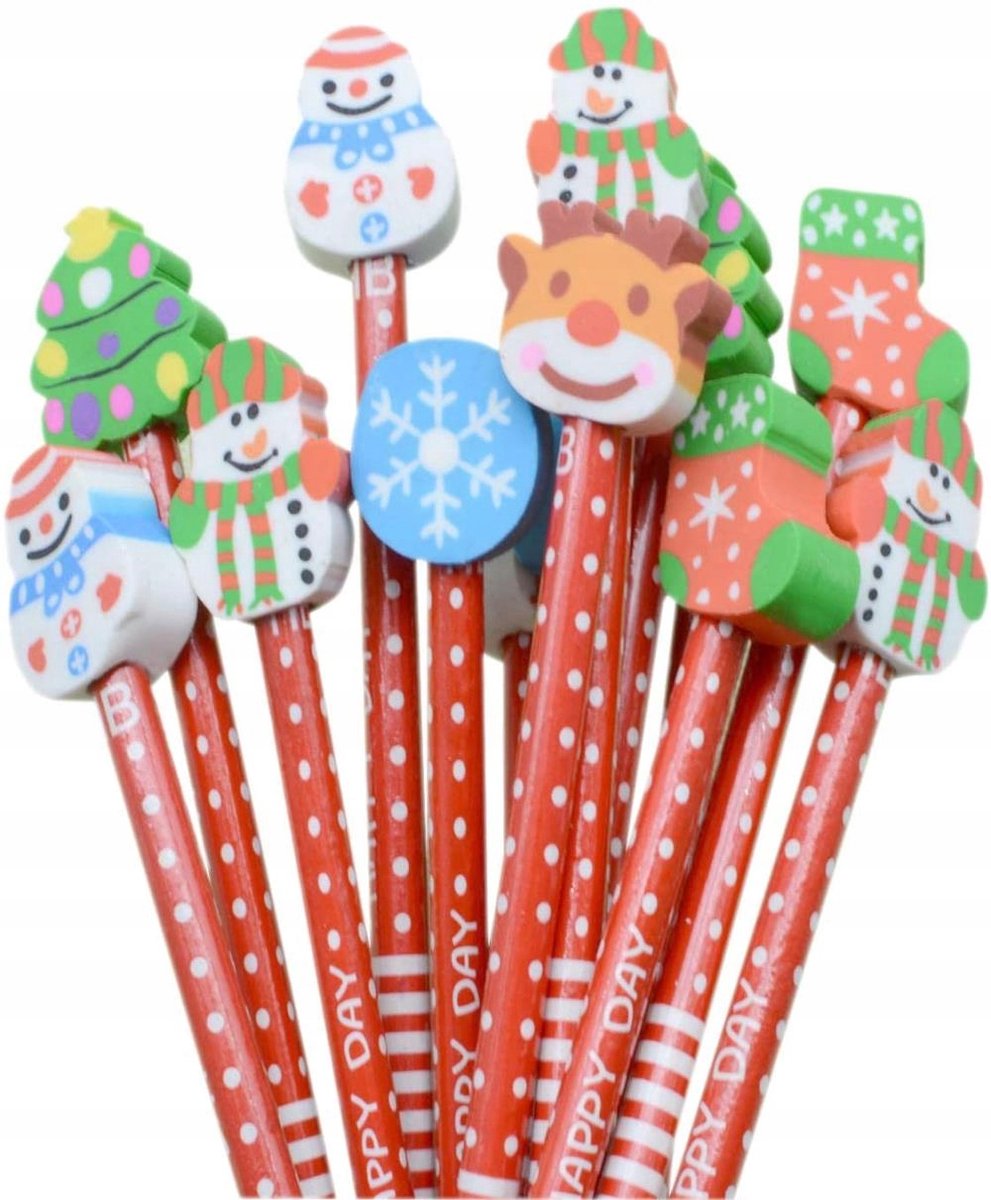 Feestelijke Potloden met Kerstmotieven - Mix van Ontwerpen