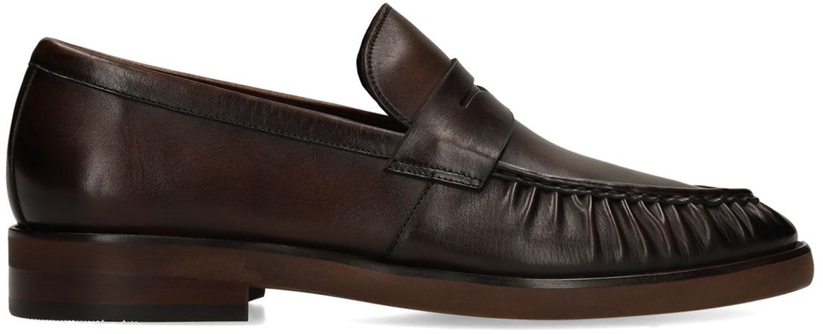 Manfield - Heren - Bruine leren loafers - Maat 41