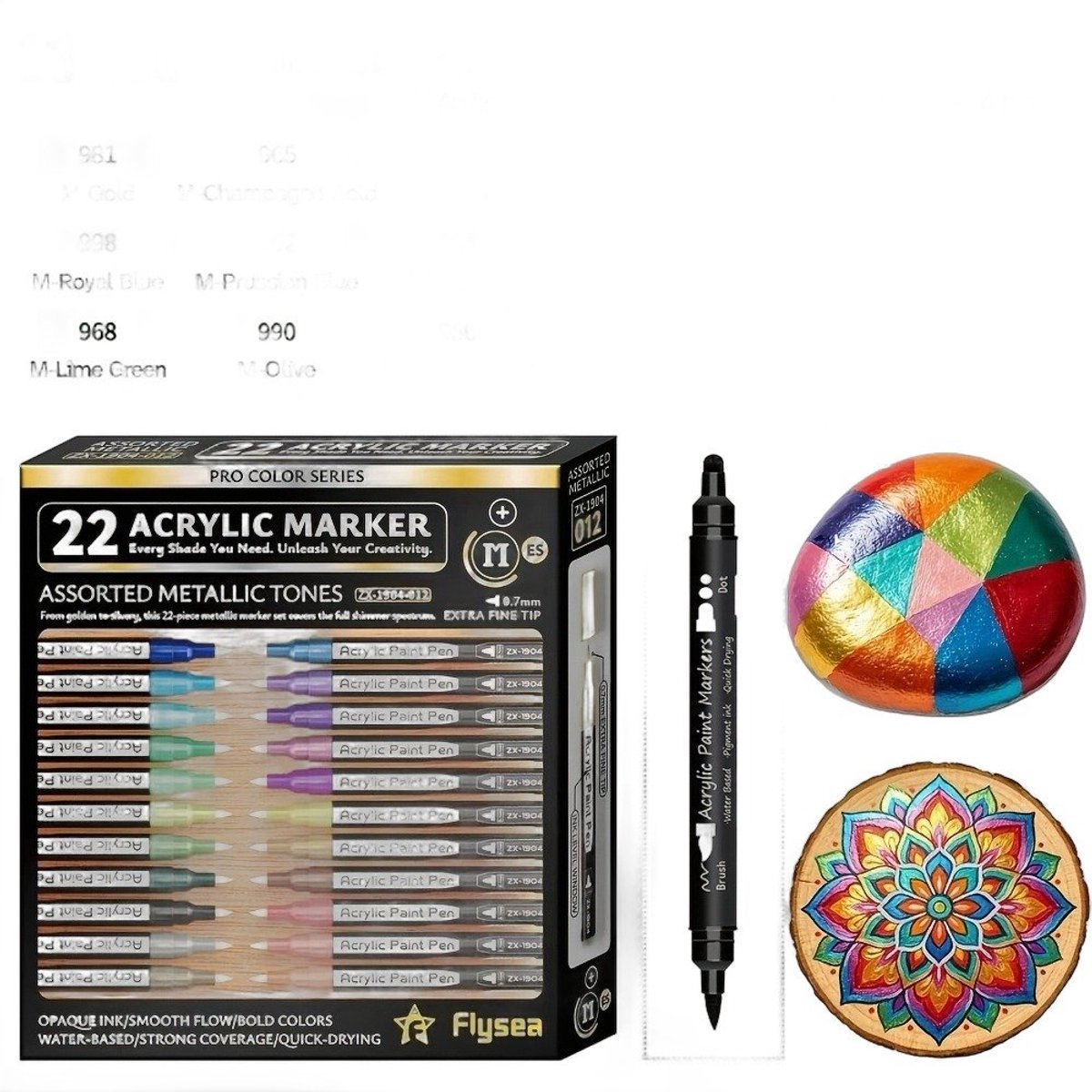 Currero Aquamarkers - Twinmarkers - Brushpennen - Stiften - Markeerstiften Op Waterbasis - Dual Tip - Tekenen En Kleuren - Set Van 23 Stuks, Metallic