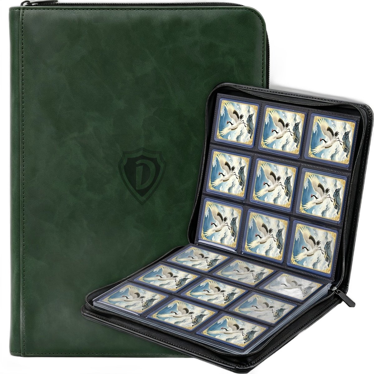 Currero Toploader Binder - Verzamelmap Kaarten - Geschikt voor Pokemon - 4 Pocket - 9 Pocket - 12 Pocket - Trading Card Map - Toploadermap - Groen - 288 Kaarten