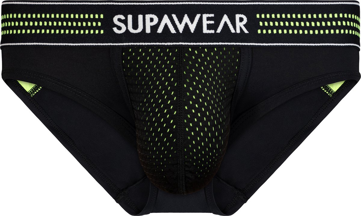 SUPAWEAR Mesh Brief Neon Green - MAAT XL - Heren Ondergoed - Slip voor Man - Mannen Brief