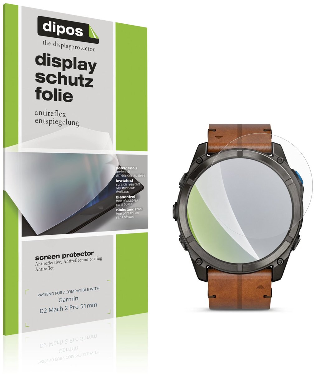 dipos – 6x Matte Beschermfolie geschikt voor Garmin D2 Mach 2 Pro 51mm | Krasbestendige & antireflecterende Screenprotector Ultra-Thin