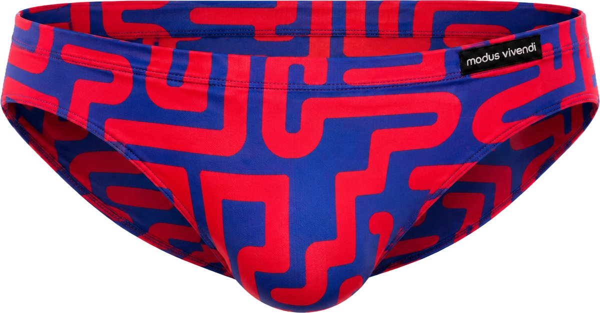 MODUS VIVENDI Labyrinth Bazil Cut Brief Red/Blue - MAAT XL - Heren Ondergoed - Slip voor Man - Mannen Brief