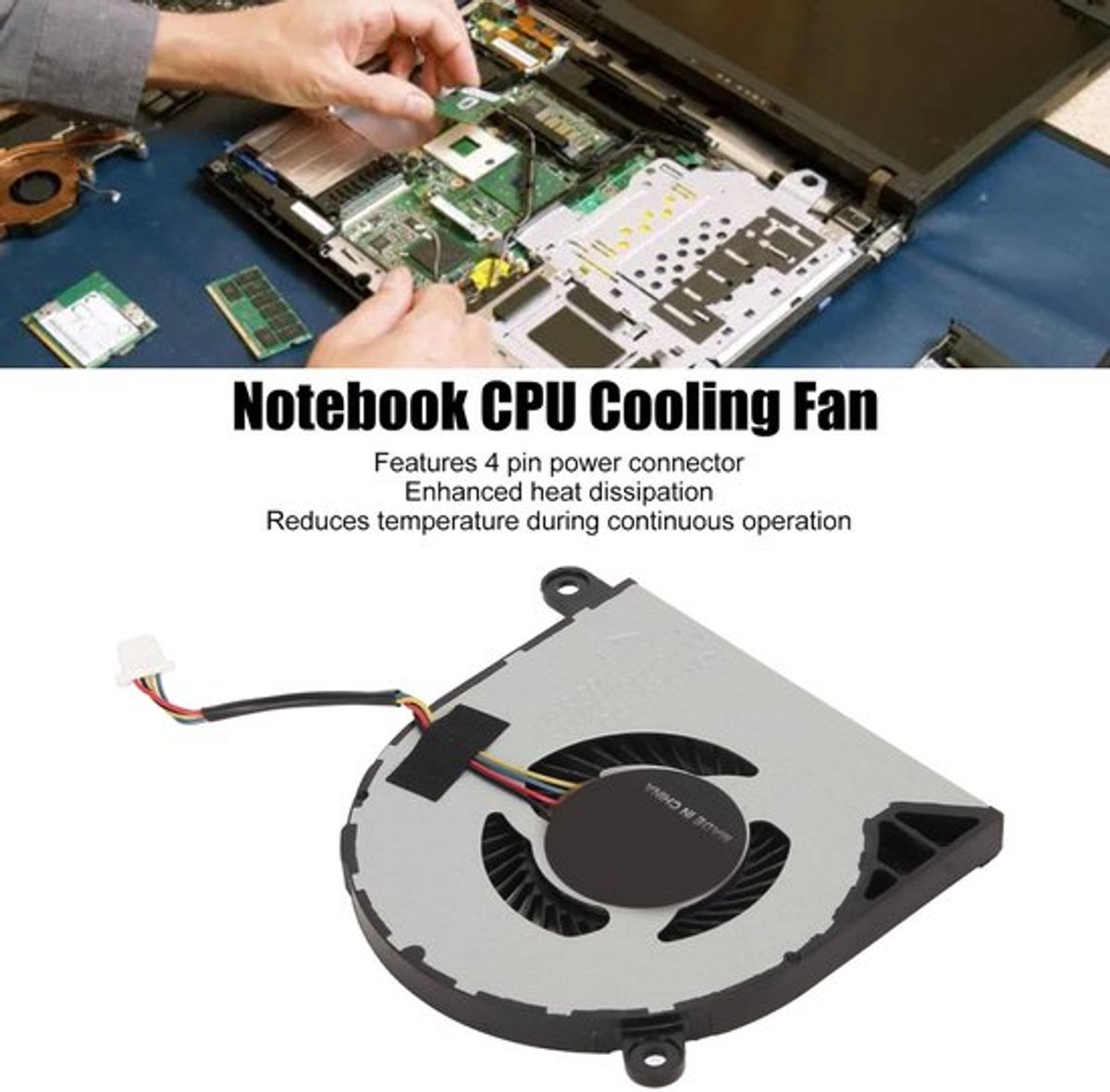 Dailygoods - Laptop CPU-koelventilator - 4-pins CPU-koeler - Efficiënte koeling